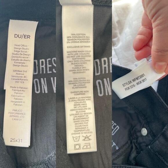 🚓 NWT Du/er Midweight Performance Denim High Rise Taper 90s Jean Black 25W 31L - Picture 12 of 12